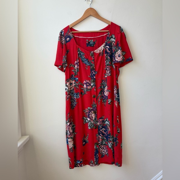 Anthropologie Maeve Red Floral Caldwell Dress - Picture 4 of 13